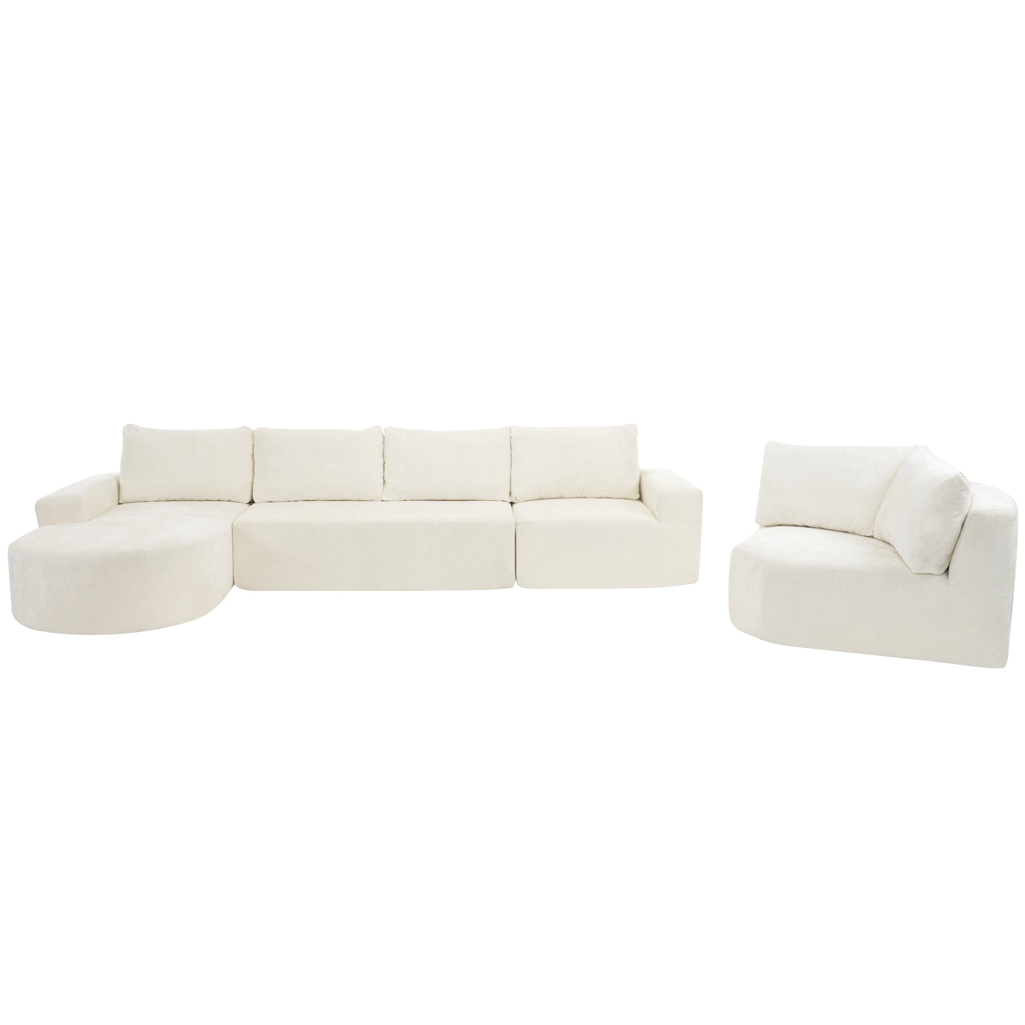 Amalfi Modular Chenille Sectional Sofa in Beige