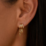 Load image into Gallery viewer, 14k Triple Huggie Dangle Earrings Pair
