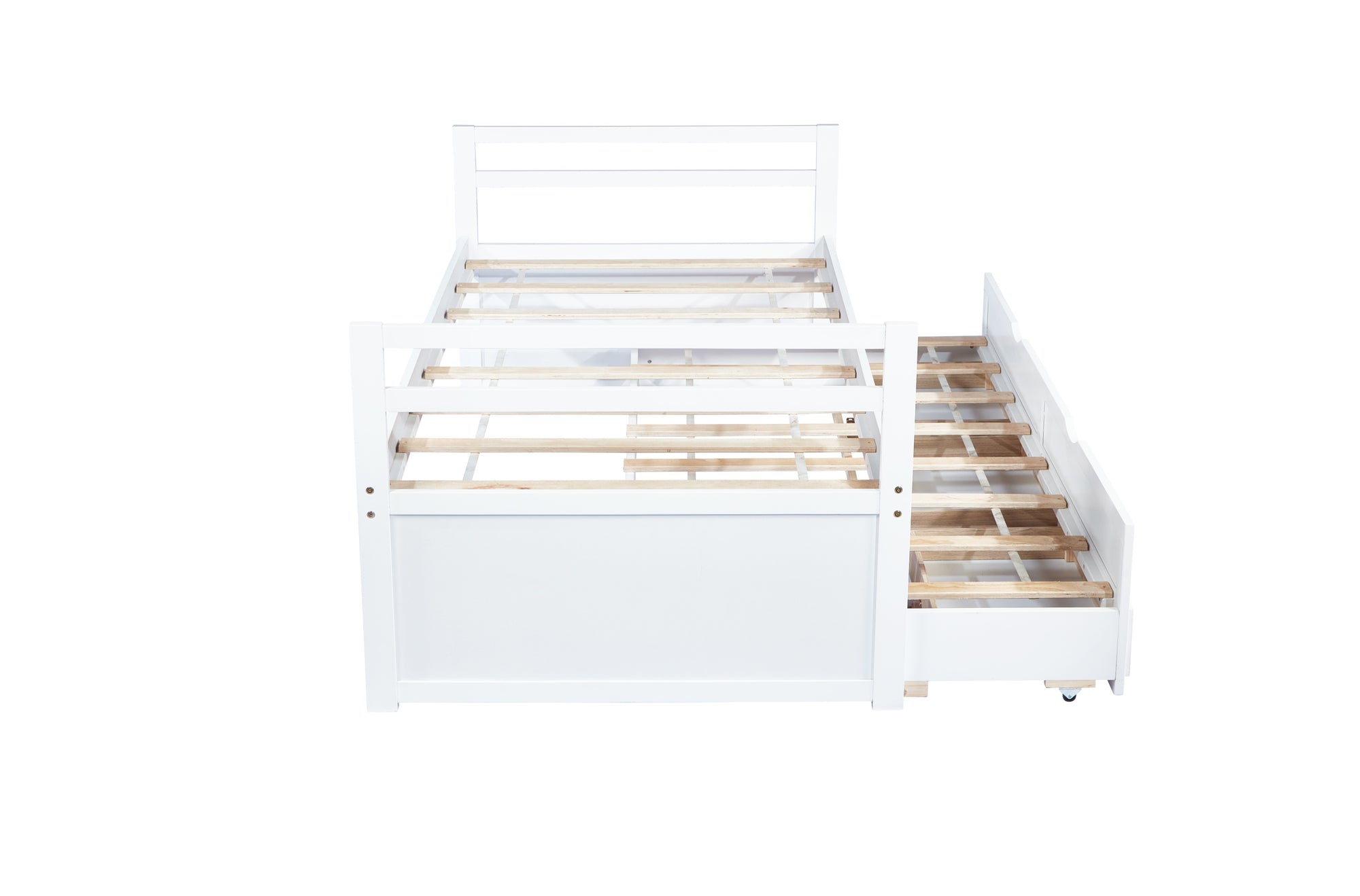 White Pine Twin Size Bed with Headboard, Footboard, Trundle, and Storage Drawers