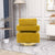 Open Back Mustard Chenille Swivel Accent Chair With Gold Stainless Steel Base