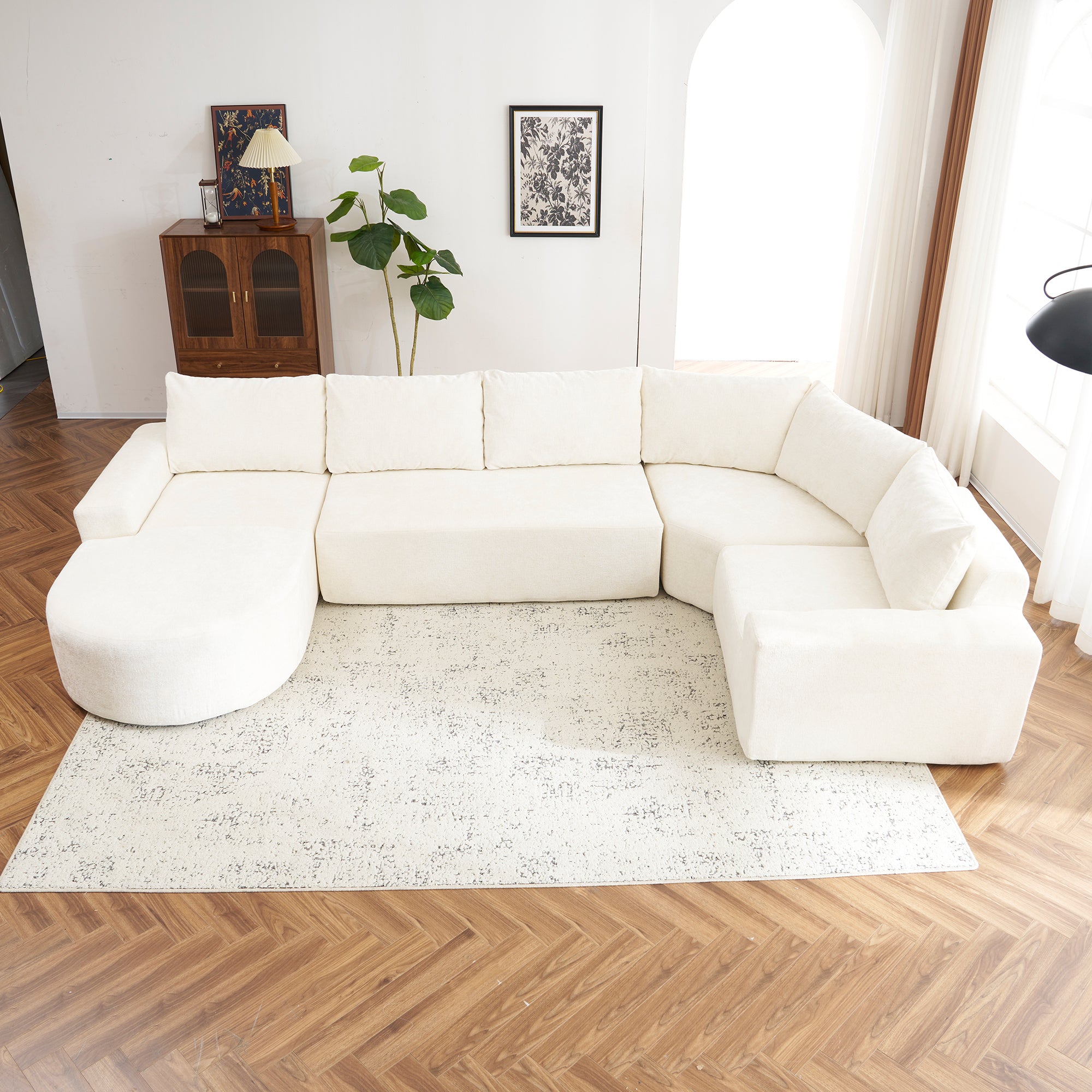 Amalfi Modular Chenille Sectional Sofa in Beige