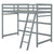 Gray Twin Size High Loft Bed with Inclined Ladder and Guardrails