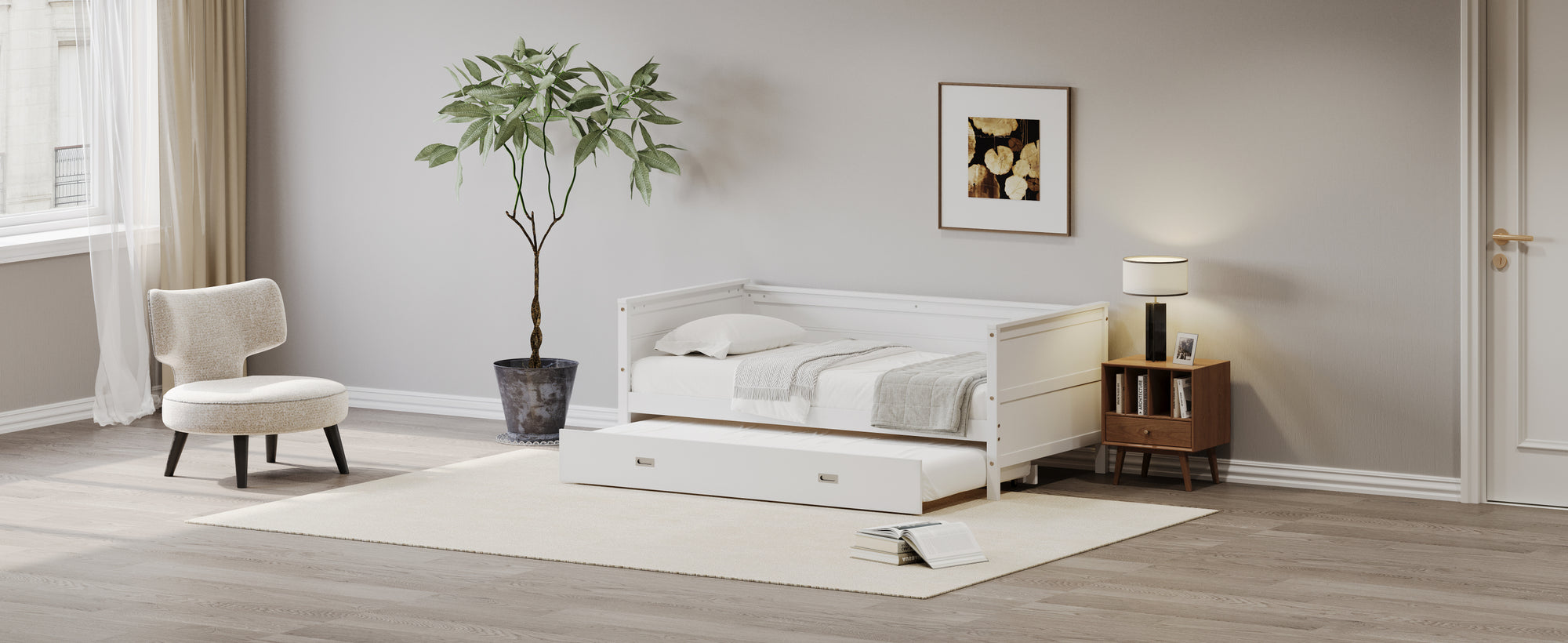 Twin Size White Daybed with Trundle