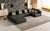 Casablanca Modular Sectional Sofa with Movable Ottoman in Black Palomino