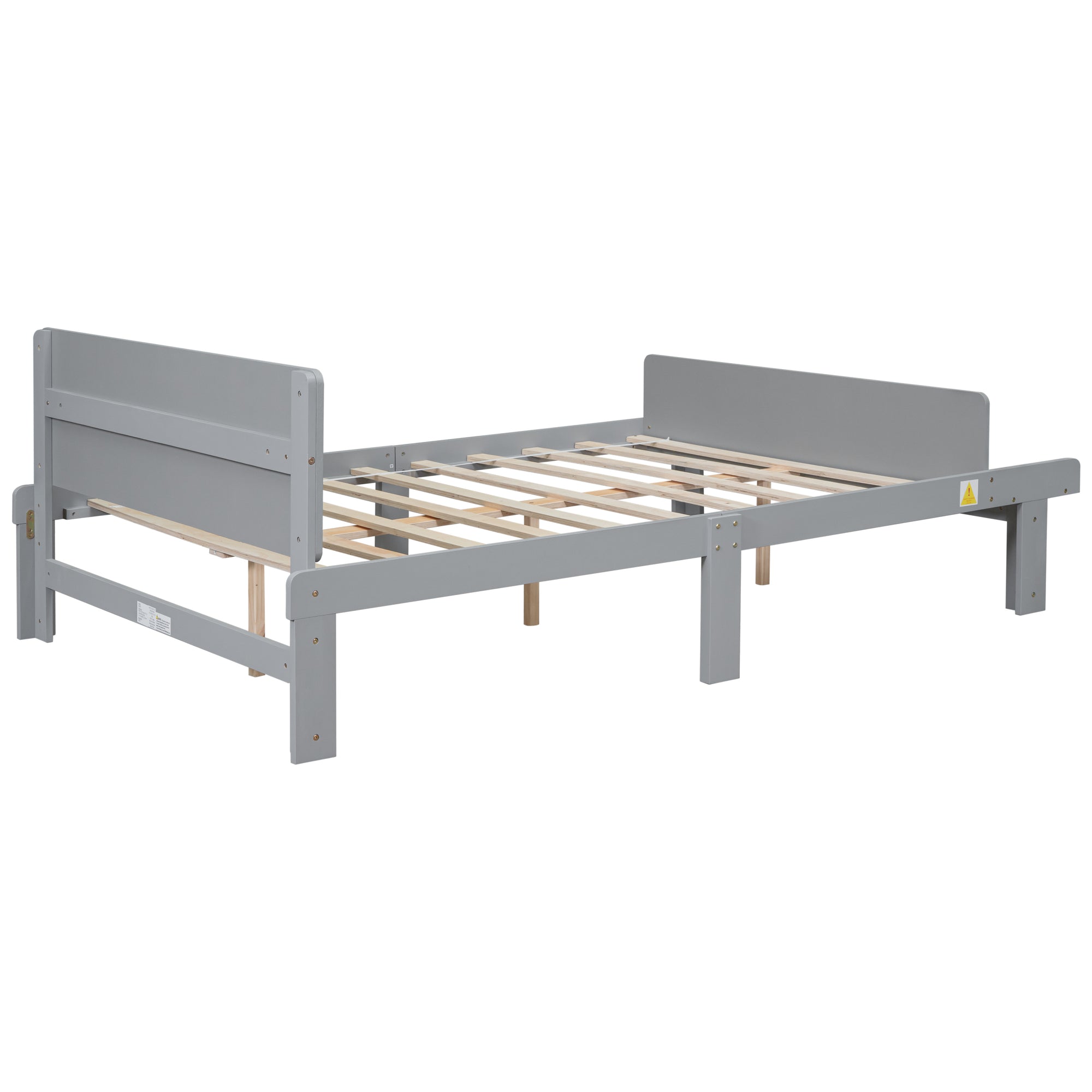 Full Bed with Built-In Footboard Bench in Gray