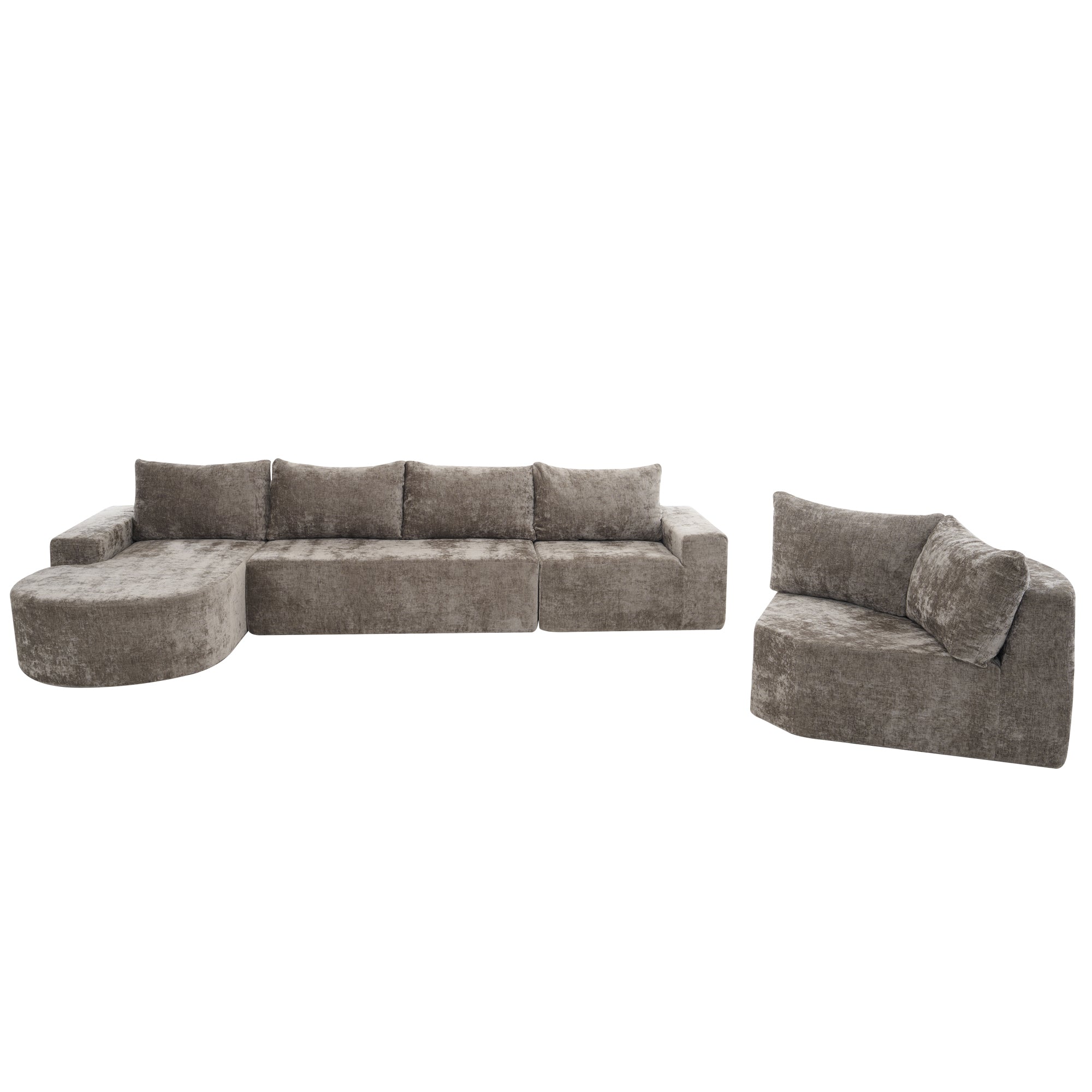 Amalfi Modular Chenille Sectional Sofa in Brown