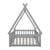 Gray Twin Tent-Shaped Teepee Toddler Floor Bed Frame with Guardrails