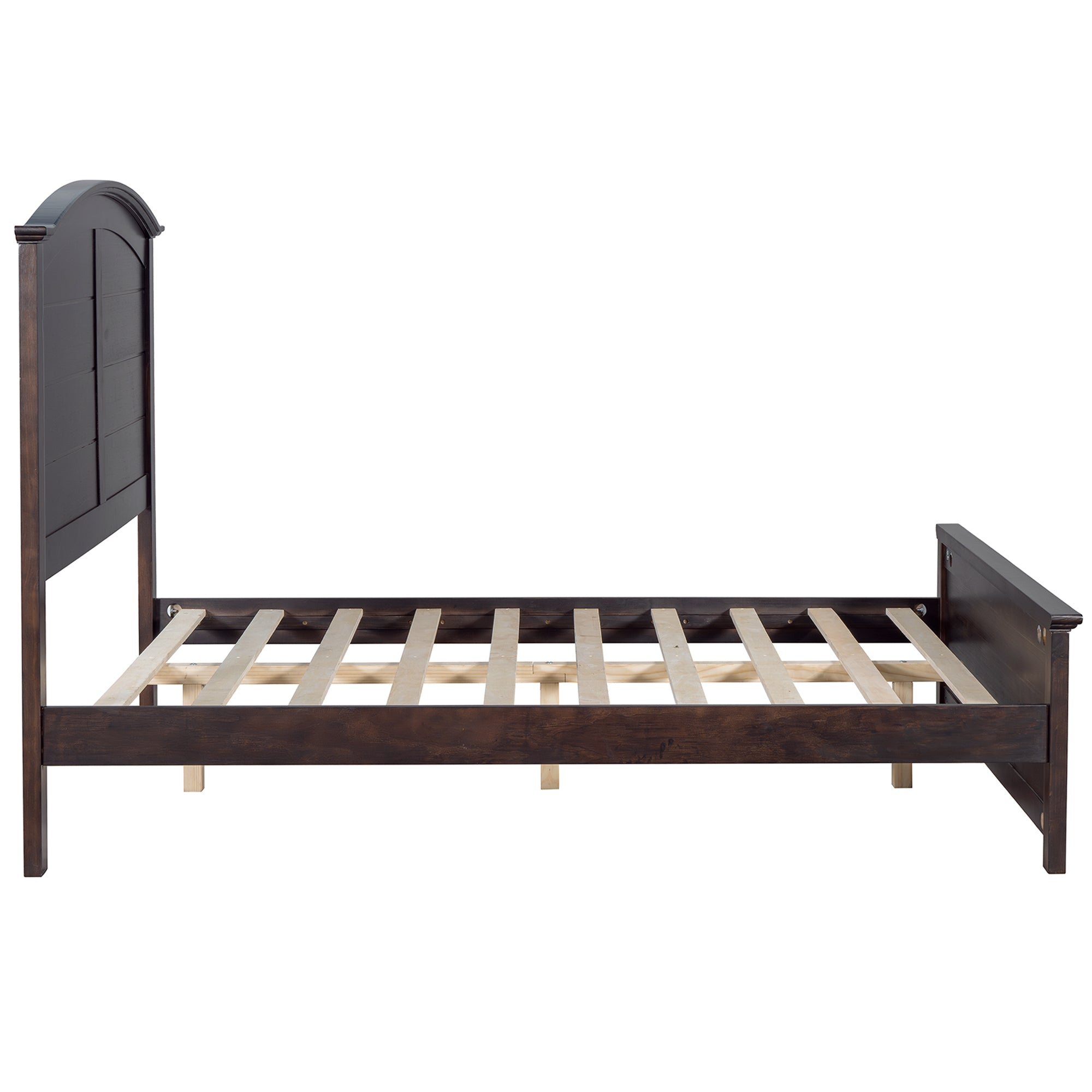 Farmhouse-Style Full Size Pine Wood Bed in Espresso