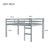 Gray Twin Loft Bed with Ladder in Rubber Wood