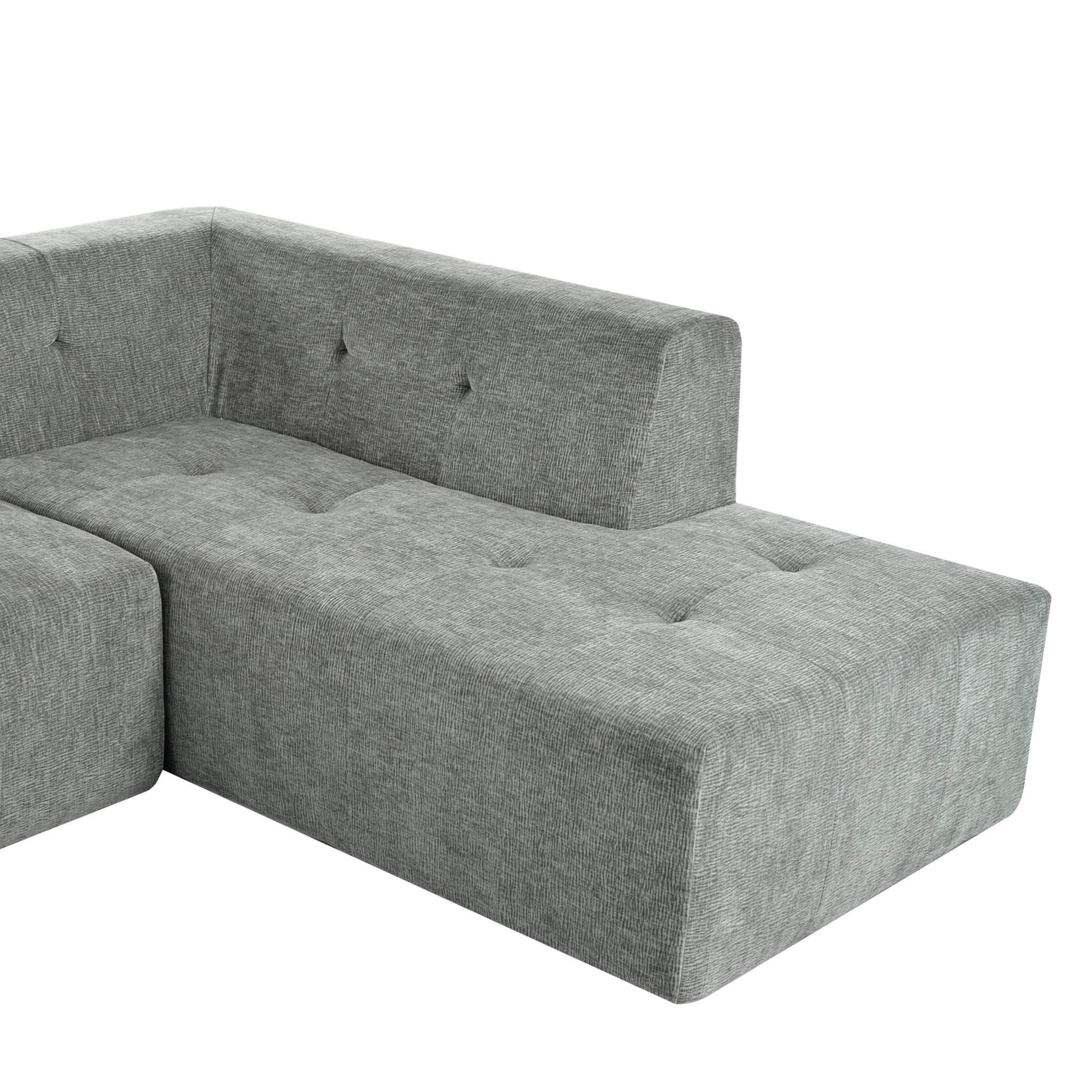 Mombasa 3-Seat Chenille Sofa in Light Gray