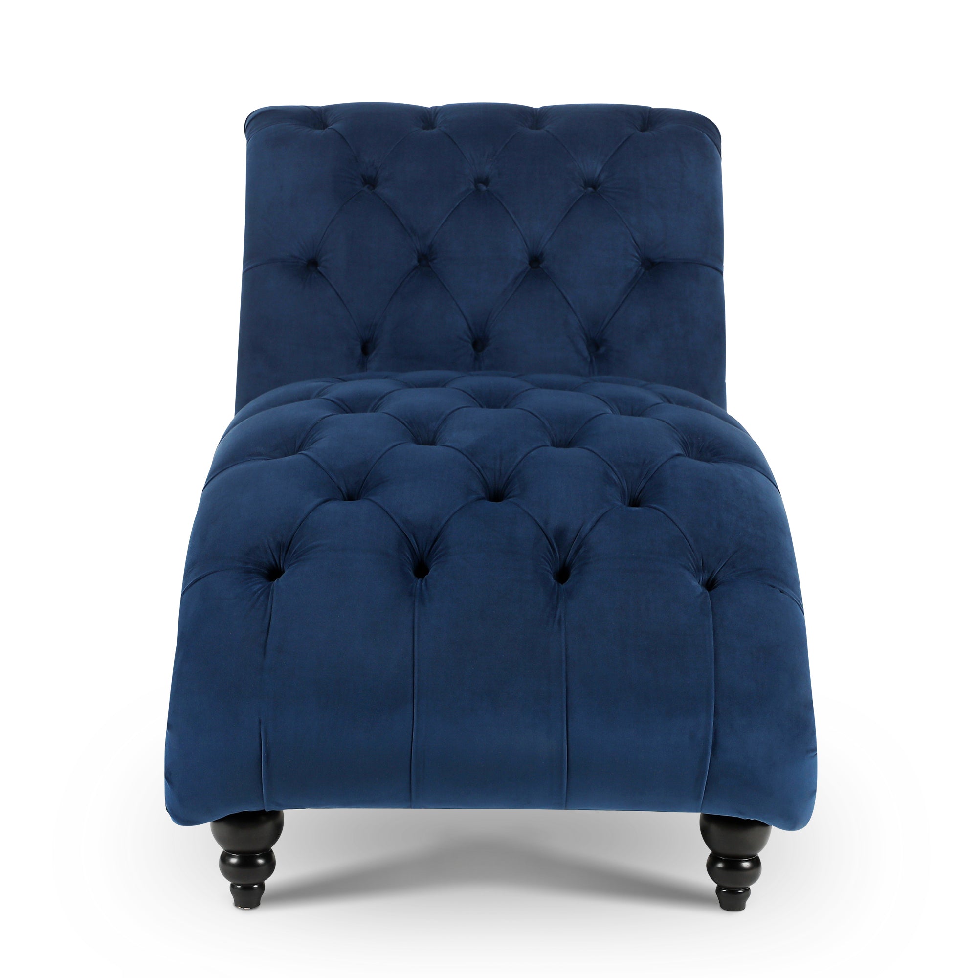 Blue Fabric Tufted Armless Chaise Lounge