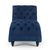 Blue Fabric Tufted Armless Chaise Lounge