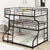 Full XL Over Twin XL Over Queen Size Triple Bunk Bed with Long and Short Ladder In Black