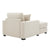 Cream Chenille Oversized Chaise Lounger With Built-In Charge Station & Cup Holders