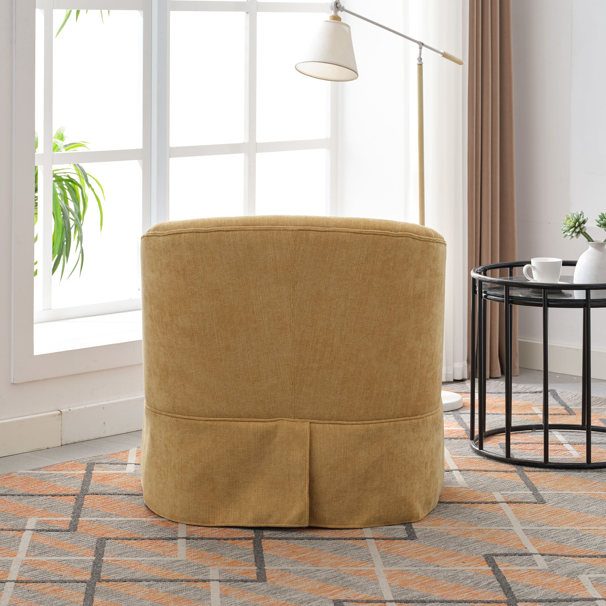 Mustard Yellow Upholstered Swivel Accent Armchair