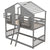 Gray Twin Over Twin House Bunk Bed with Roof, Windows, and Door