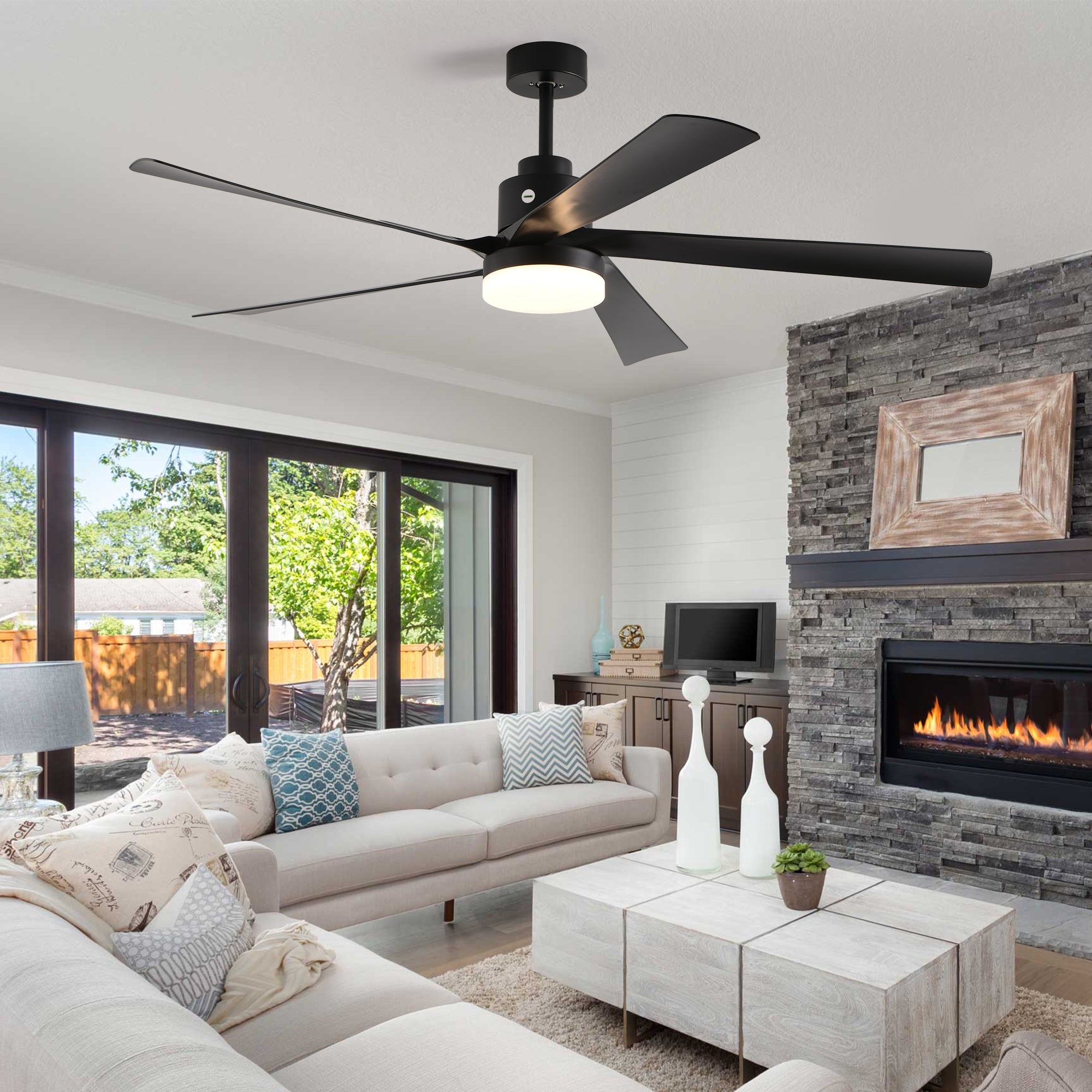 65-Inch Black Ceiling Fan with Light