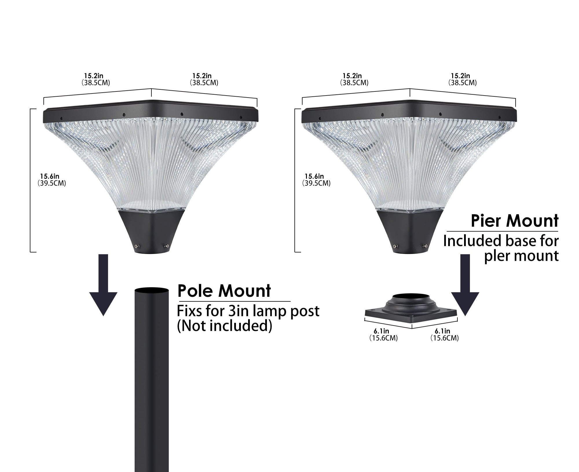 Aestin's Solar Street Lamp Cap with Base