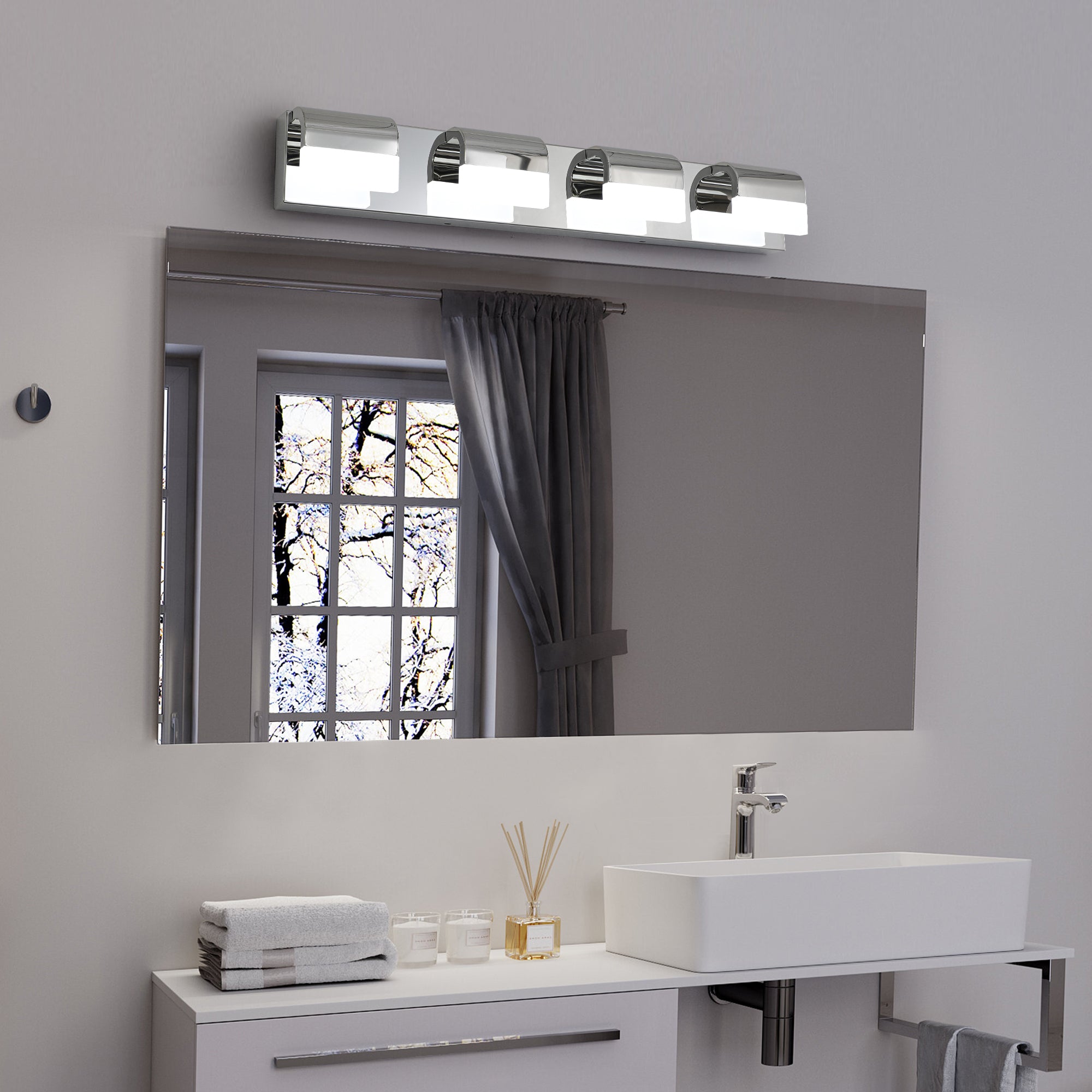 Aestin's Chrome Modern 4-Light Bathroom Vanity Lighting