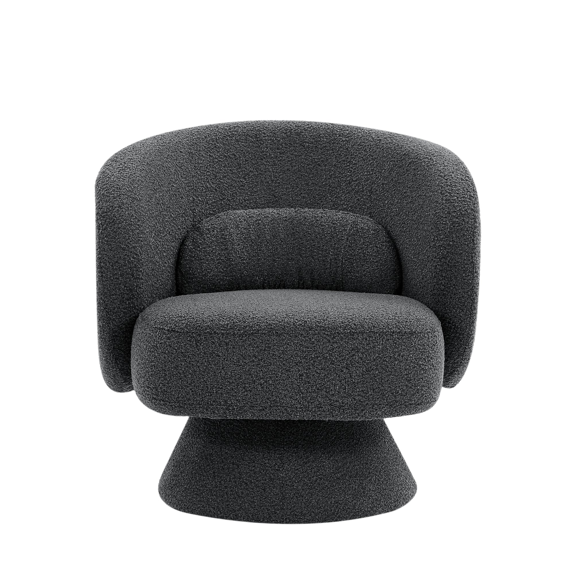 360 Degree Swivel Sherpa Accent Chair, Modern Barrel Chair with Toss Pillows, Dark Grey, Ideal for Home Office, Living Room, Bedroom