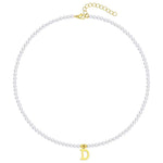 Load image into Gallery viewer, Elegant Gold Accented Pearl Letter Initial Necklace
