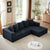 4-Seater Modular Chenille Sofa in Blue With Cloud Inspired Design