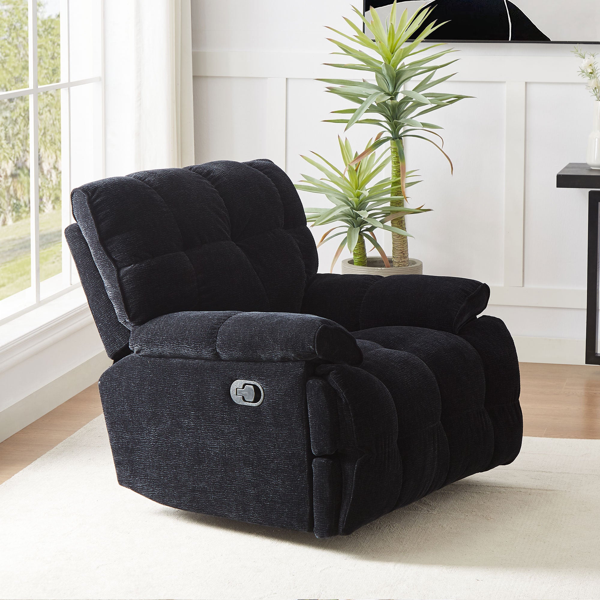 Black 360° Swivel Glider Recliner Chair