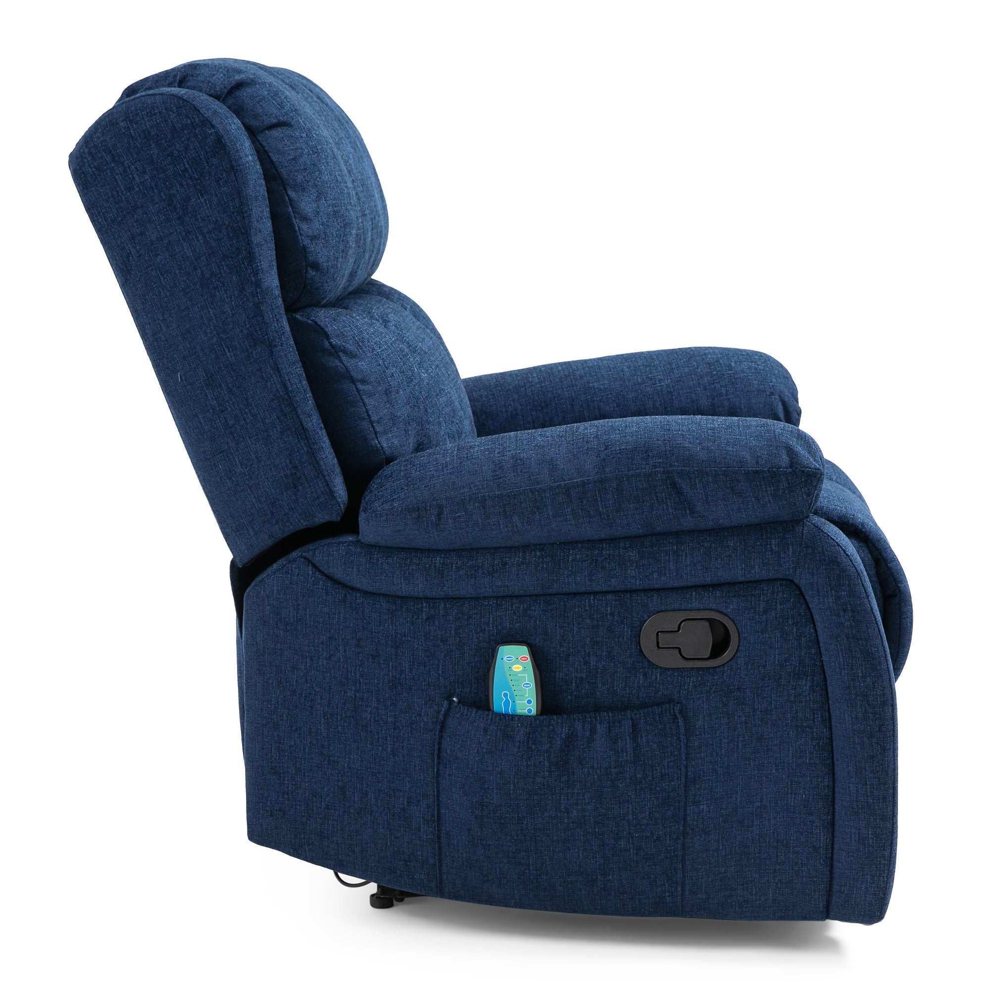 Navy Blue Fabric Heat & Massage Recliner