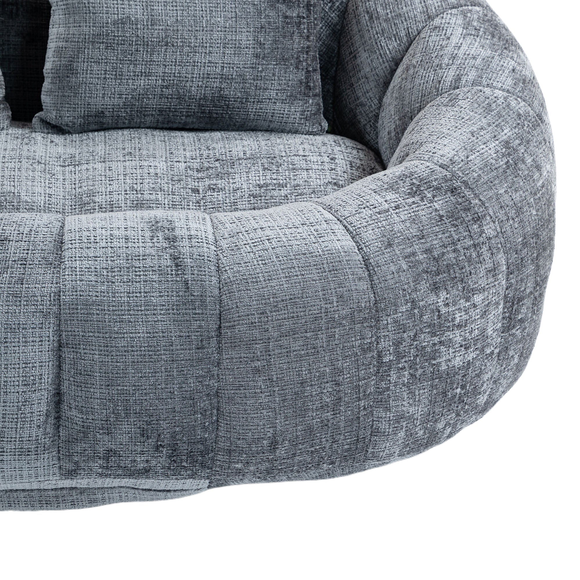 Gray Chenille Bean Shape 2-Seater Lazy Sofa