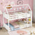 Twin Over Twin House Floor Bunk Bed with Guardrails and Ladder