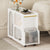 Mobile End Table with Lockable Wheels and Fluted Glass In White