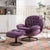 Purple Velvet Upholstered Chair with Ottoman