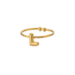 Load image into Gallery viewer, Dainty Adjustable Bubble Letter Initial Ring

