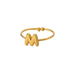 Load image into Gallery viewer, Dainty Adjustable Bubble Letter Initial Ring
