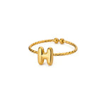 Load image into Gallery viewer, Dainty Adjustable Bubble Letter Initial Ring
