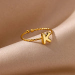 Load image into Gallery viewer, Dainty Adjustable Bubble Letter Initial Ring
