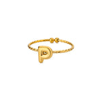 Load image into Gallery viewer, Dainty Adjustable Bubble Letter Initial Ring
