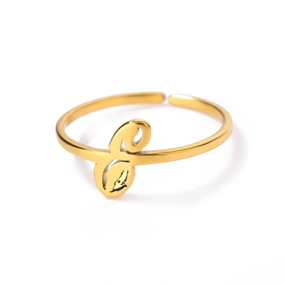Dainty Adjustable Classy Letter Initial Rings