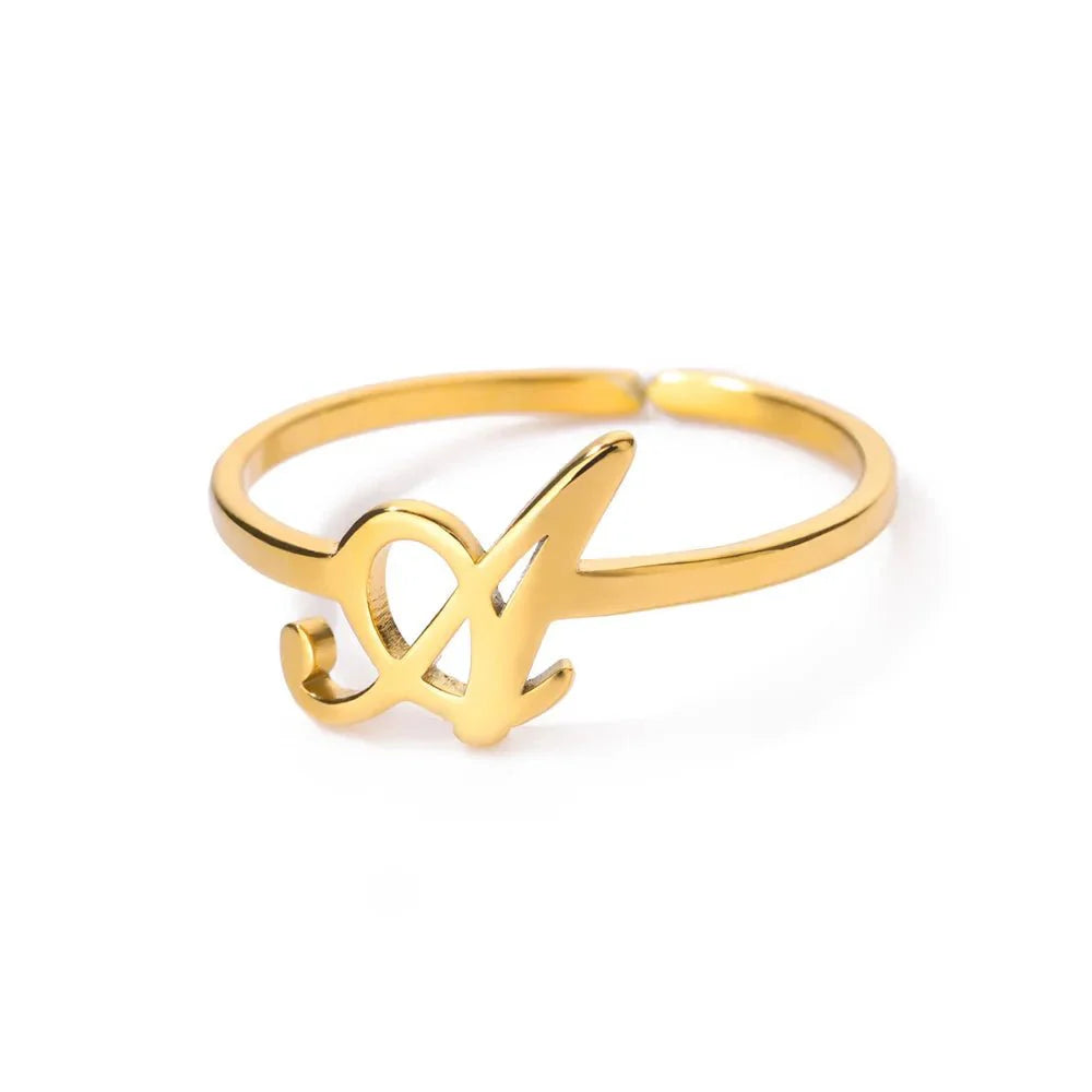 Dainty adjustable classy letter initial rings 930650