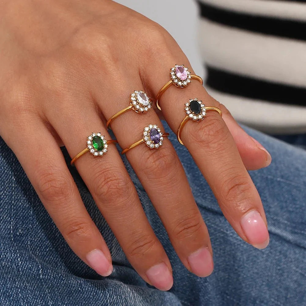 Dainty adjustable oval diamond rings 960807