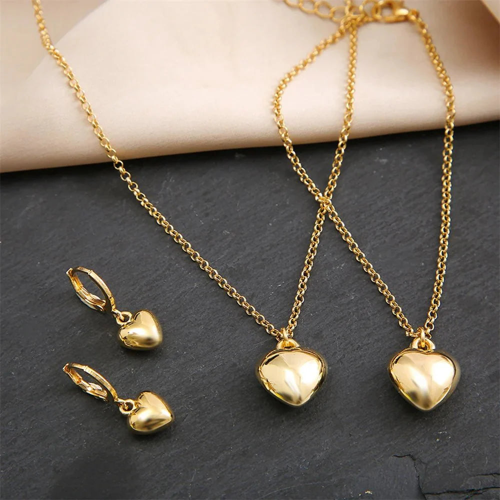 Dainty balloon heart necklace bracelet and earring set 382581