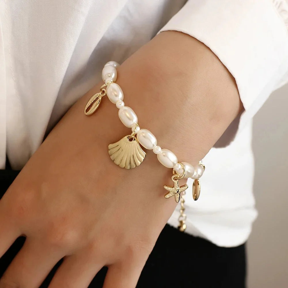 Dainty beach adventure pearl bracelet 394714