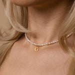 Load image into Gallery viewer, Dainty Beaded Pearl Initial Necklace

