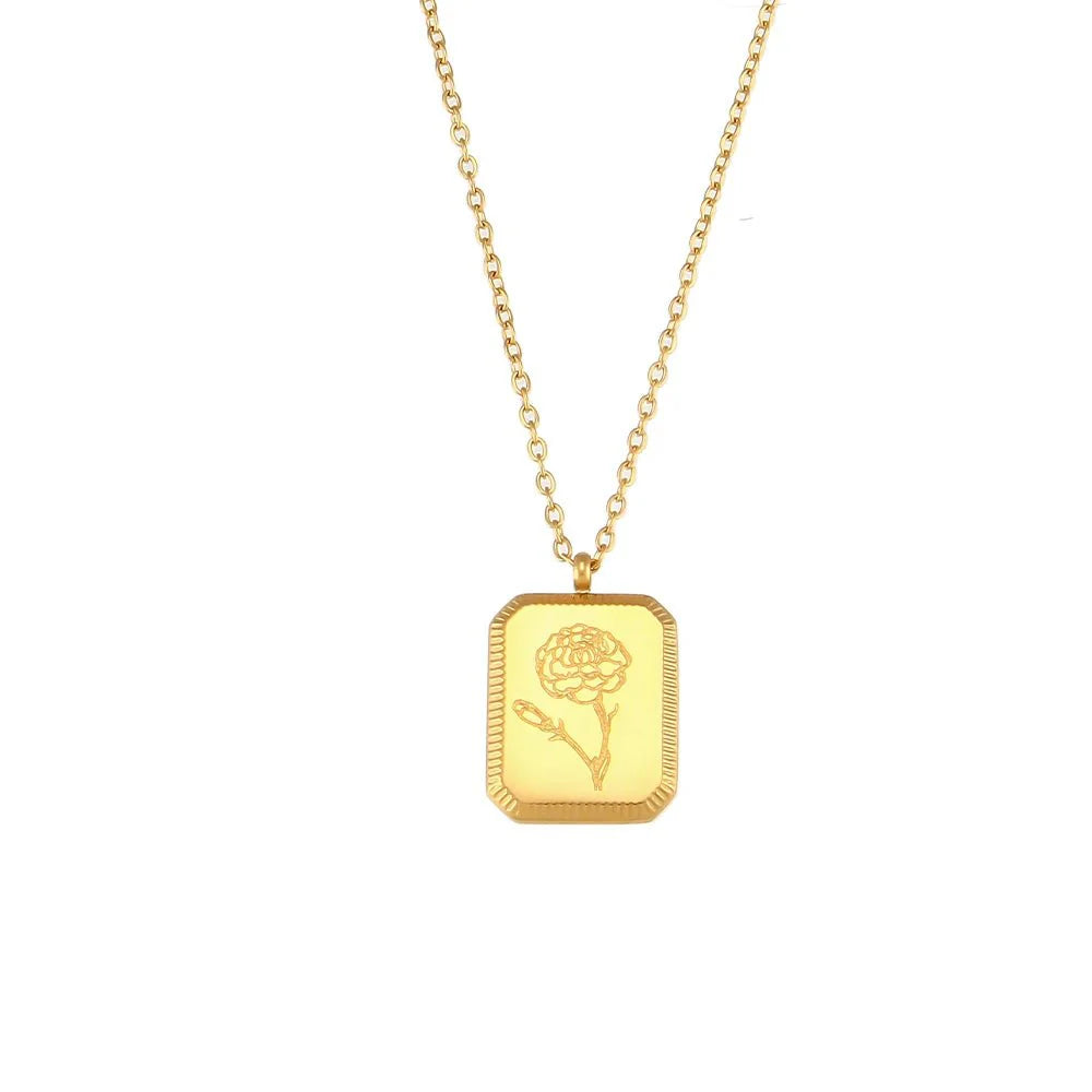 Dainty birth month flower necklace