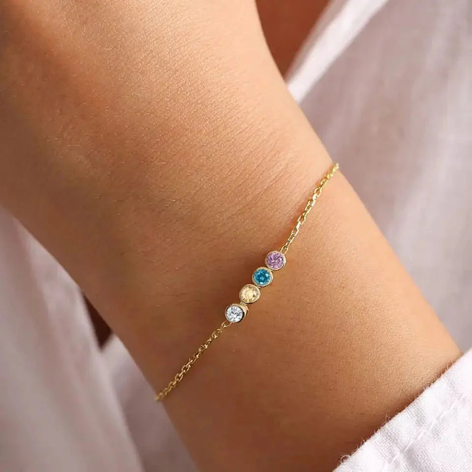 Dainty birthstones chain bracelet