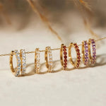 Load image into Gallery viewer, Subtle Birthstone Hoop Huggie Earrings
