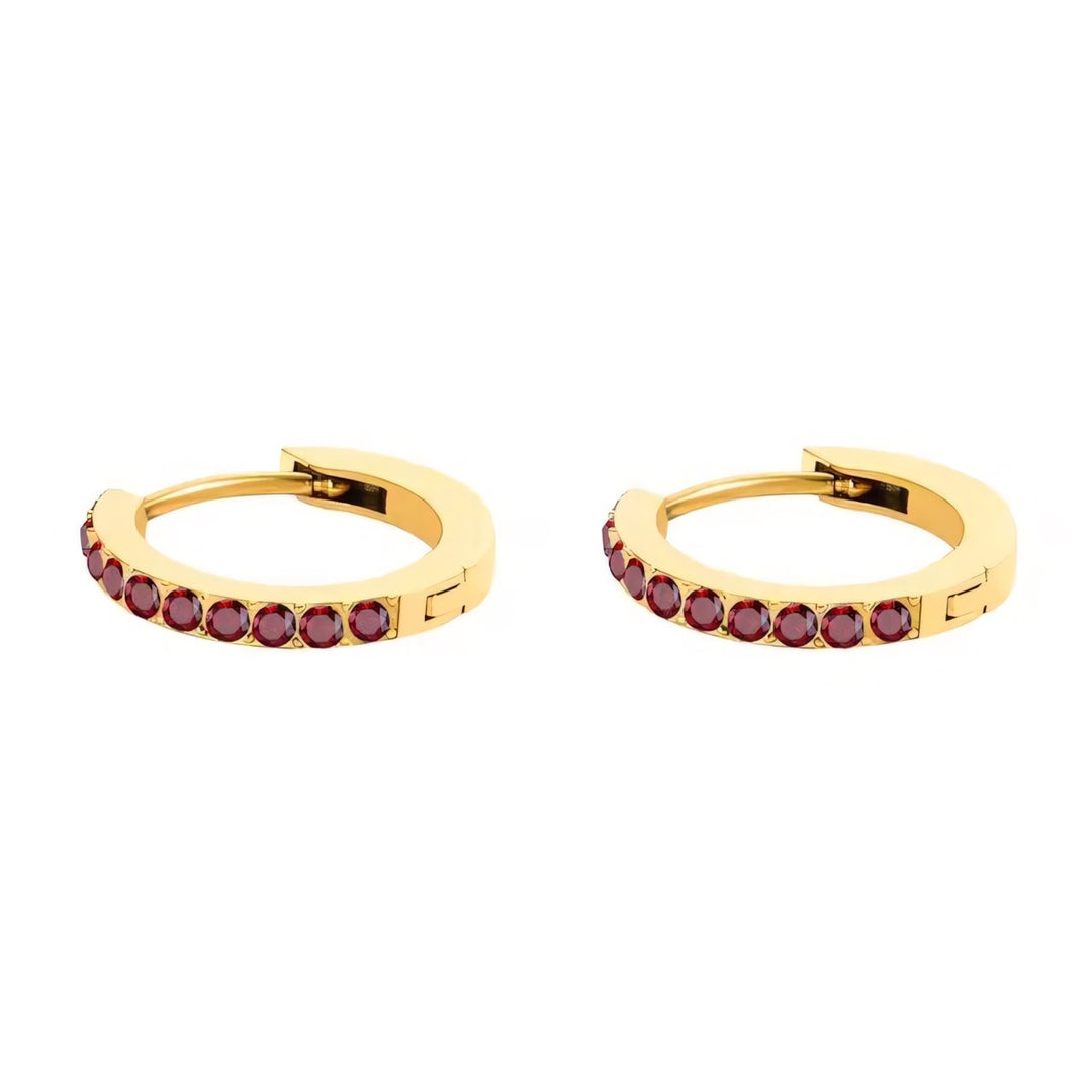 Subtle Birthstone Hoop Huggie Earrings