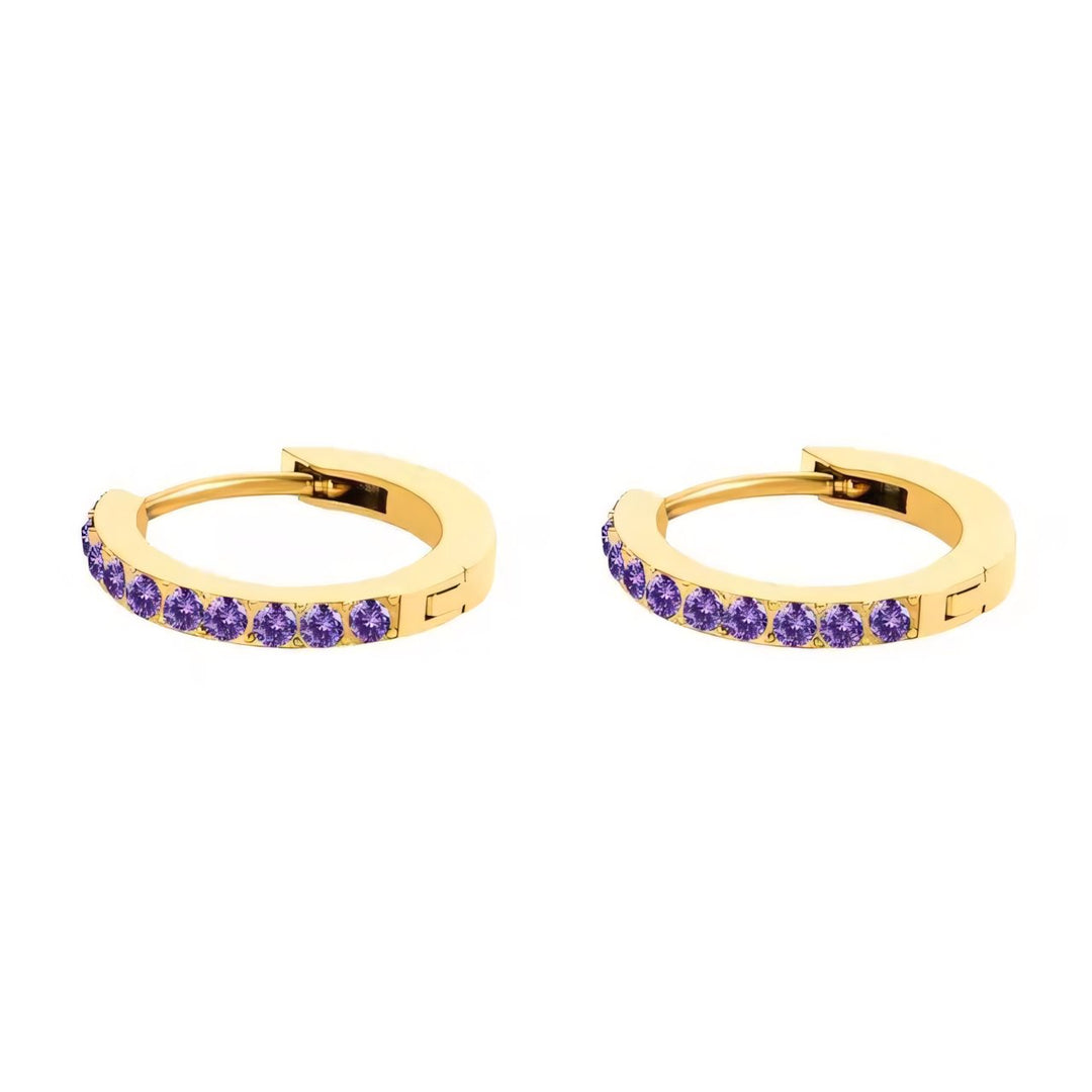 Subtle Birthstone Hoop Huggie Earrings