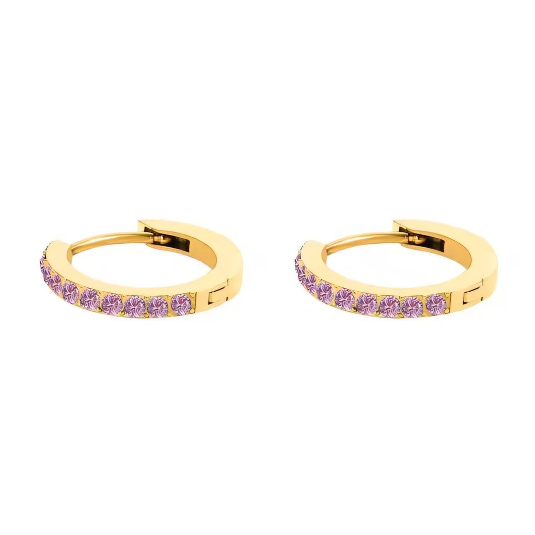 Subtle Birthstone Hoop Huggie Earrings