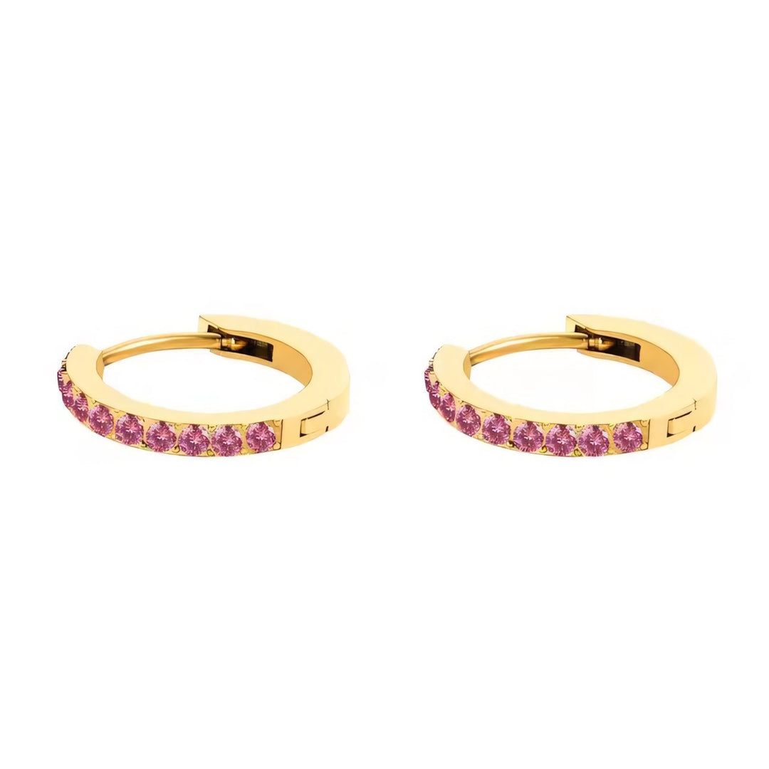 Subtle Birthstone Hoop Huggie Earrings